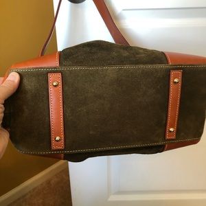Army green suede Dooney Bourke bag.